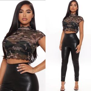 Fashion Nova Not One To Follow Printed Mesh Top - Camouflage US L